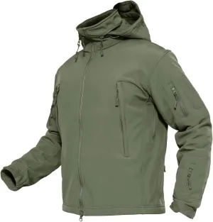 MAGCOMSEN Men's Tactical Jacket Winter Snow Ski Jacket Water Resistant Softshell Fleece Lined Winter Coats Multi-Pockets