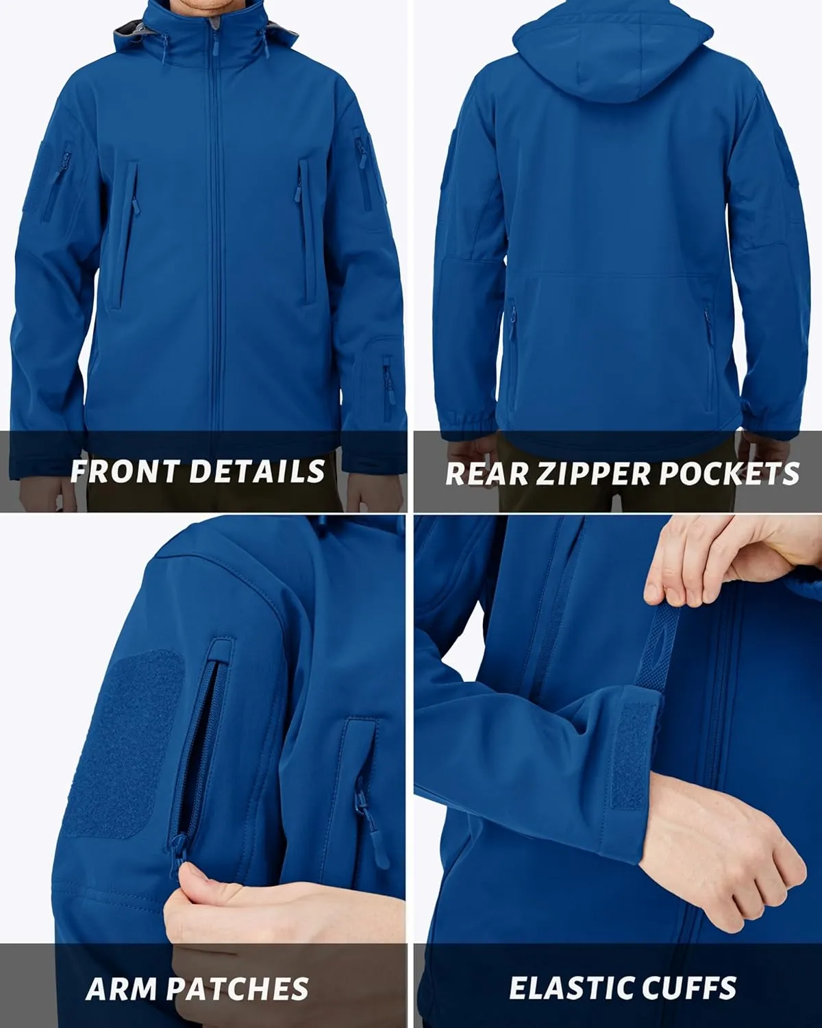 MAGCOMSEN Men's Tactical Jacket Winter Snow Ski Jacket Water Resistant Softshell Fleece Lined Winter Coats Multi-Pockets