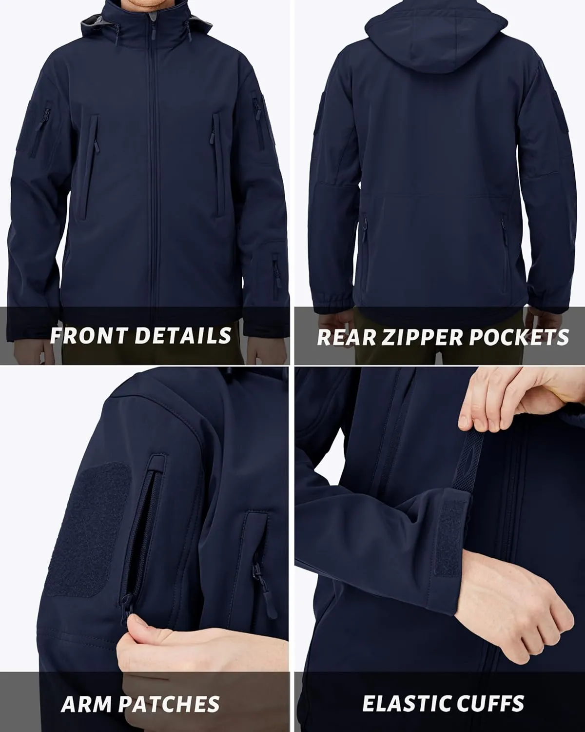 MAGCOMSEN Men's Tactical Jacket Winter Snow Ski Jacket Water Resistant Softshell Fleece Lined Winter Coats Multi-Pockets
