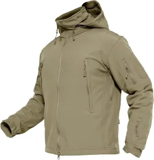 MAGCOMSEN Men's Tactical Jacket Winter Snow Ski Jacket Water Resistant Softshell Fleece Lined Winter Coats Multi-Pockets