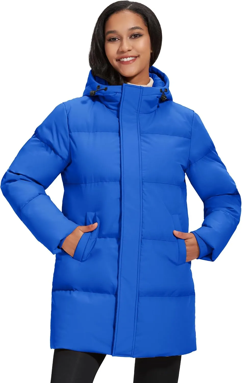 MAGCOMSEN Women's Winter Down Puffer Coats with Hood Long Water-Resistant Padded Warm Jackets Fashion Outerwear