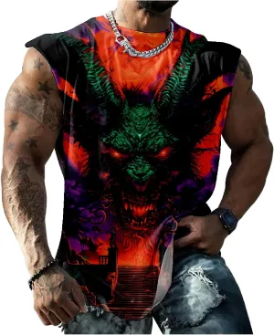MARSVOVO Mens 3D Tank Top Novelty Graphic Breathable Quick Dry Sleeveless Shirt Y2k Heavyweight Muscle Sports Quick Dry