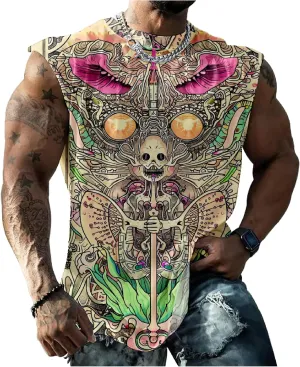 MARSVOVO Mens 3D Tank Top Novelty Graphic Breathable Quick Dry Sleeveless Shirt Y2k Heavyweight Muscle Sports Quick Dry