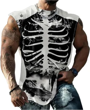 MARSVOVO Mens 3D Tank Top Novelty Graphic Breathable Quick Dry Sleeveless Shirt Y2k Heavyweight Muscle Sports Quick Dry