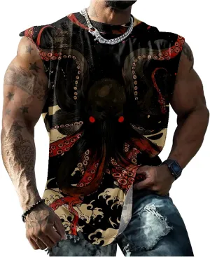 MARSVOVO Mens 3D Tank Top Novelty Graphic Breathable Quick Dry Sleeveless Shirt Y2k Heavyweight Muscle Sports Quick Dry