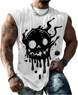 MARSVOVO Skull Lion Tiger Wolf Print T-Shirts for Men Novelty Animal Graphic Shirt Sleeveless Crewneck Quick Dry