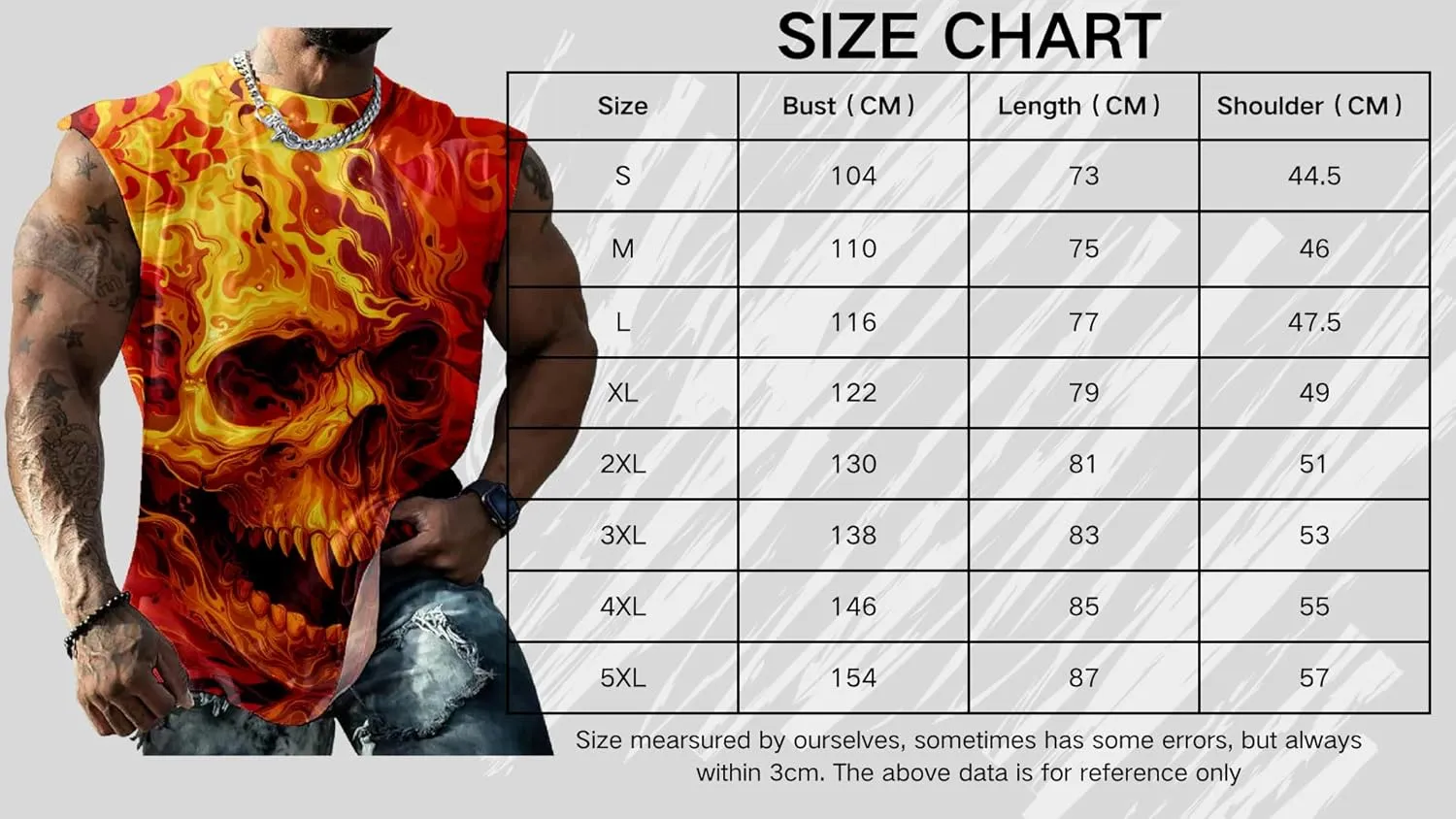 MARSVOVO Skull Lion Tiger Wolf Print T-Shirts for Men Novelty Animal Graphic Shirt Sleeveless Crewneck Quick Dry