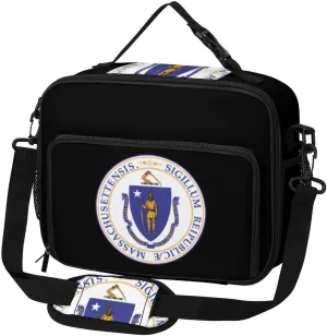 Massachusetts State United States Large Insulated Lunch Bag Reusable Lunch Cooler Bags Tote for Work Picnic Outdoor