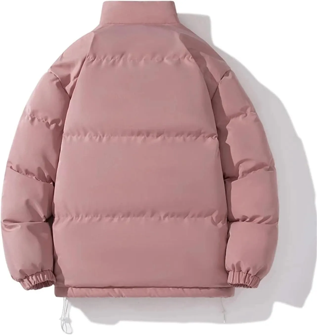 Men Stand Collar Zipper Button Cotton-Padded Jacket Classic Solid Oversized Thick Plush Coat