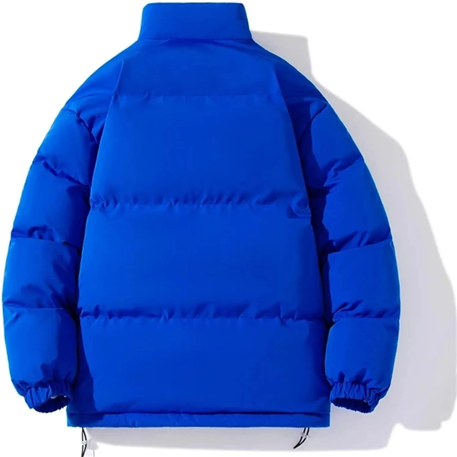 Men Stand Collar Zipper Button Cotton-Padded Jacket Classic Solid Oversized Thick Plush Coat