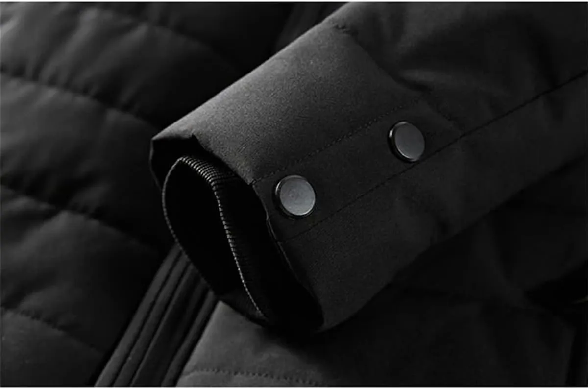 Men Winter Warm Fleece Collar Windbreaker Cotton Padded Thick Coat