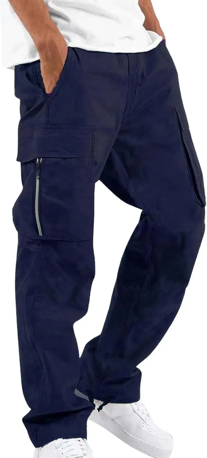 Men's 2025 Summer Casual Cargo Sweatpants, Loose Fit Waist Drawstring Joggers Tactical Pants for Men with Multi Pockets