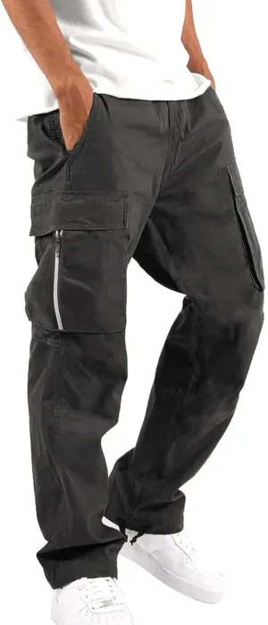 Men's 2025 Summer Casual Cargo Sweatpants, Loose Fit Waist Drawstring Joggers Tactical Pants for Men with Multi Pockets