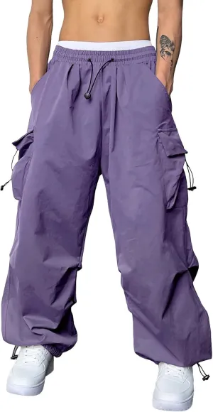 Mens Baggy Cargo Pants, Parachute Pants Causal Loose Fit Joggers, Trendy Harem Pants, Hip Hop Streetwear with Pockets