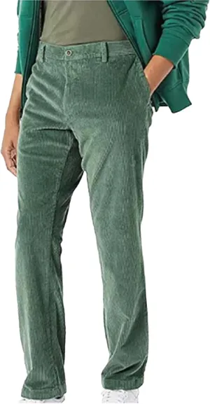 Mens Corduroy Pants Vintage Casual Flat Front Straight Leg Dress Pants with Pockets Slim Fit Chino Kakhi Trousers