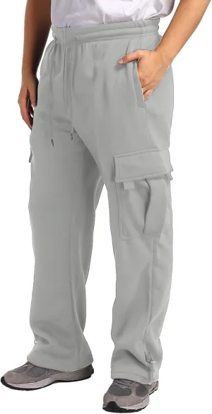 Men's Jogger Cargo Pants, Elastic Waist Drawstring Straight Leg Sweatpants, Lightweight Casual Trousers with Pockets