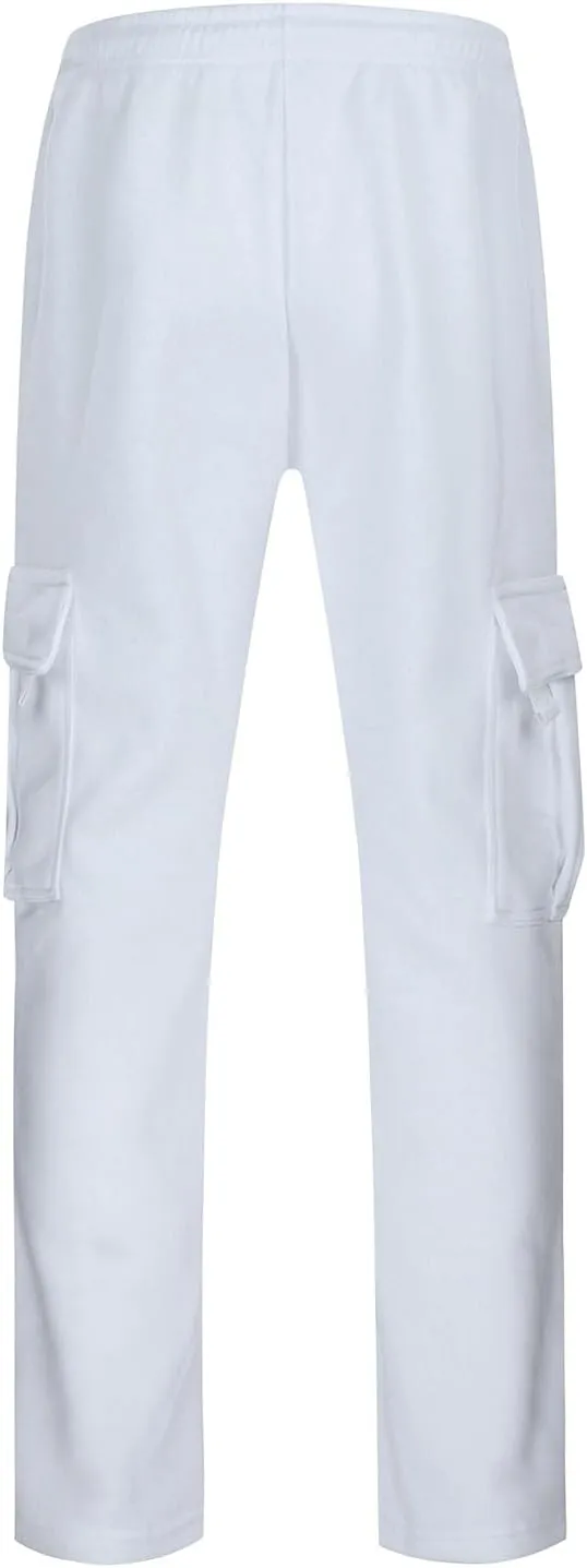 Men's Jogger Cargo Pants, Elastic Waist Drawstring Straight Leg Sweatpants, Lightweight Casual Trousers with Pockets