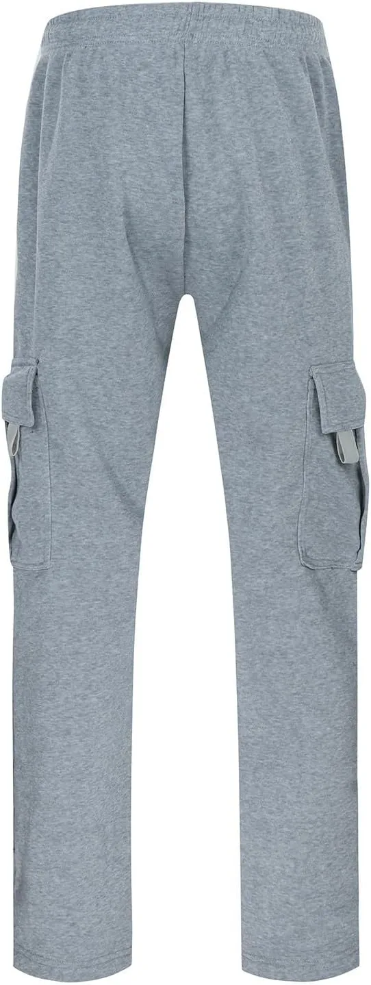 Men's Jogger Cargo Pants, Elastic Waist Drawstring Straight Leg Sweatpants, Lightweight Casual Trousers with Pockets