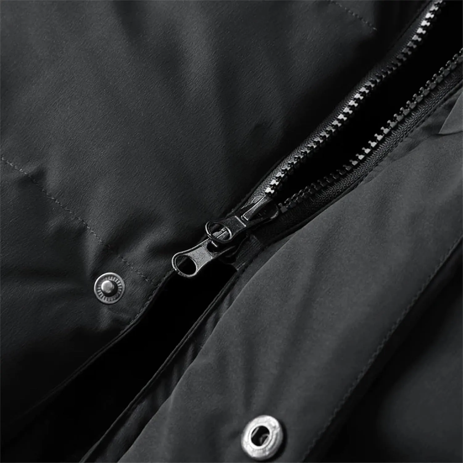 Men's Long Solid Color Winter Jacket - Warm, Detachable Hooded Parka, Snow-Clothes, Thick Down & Cotton Padded Coat
