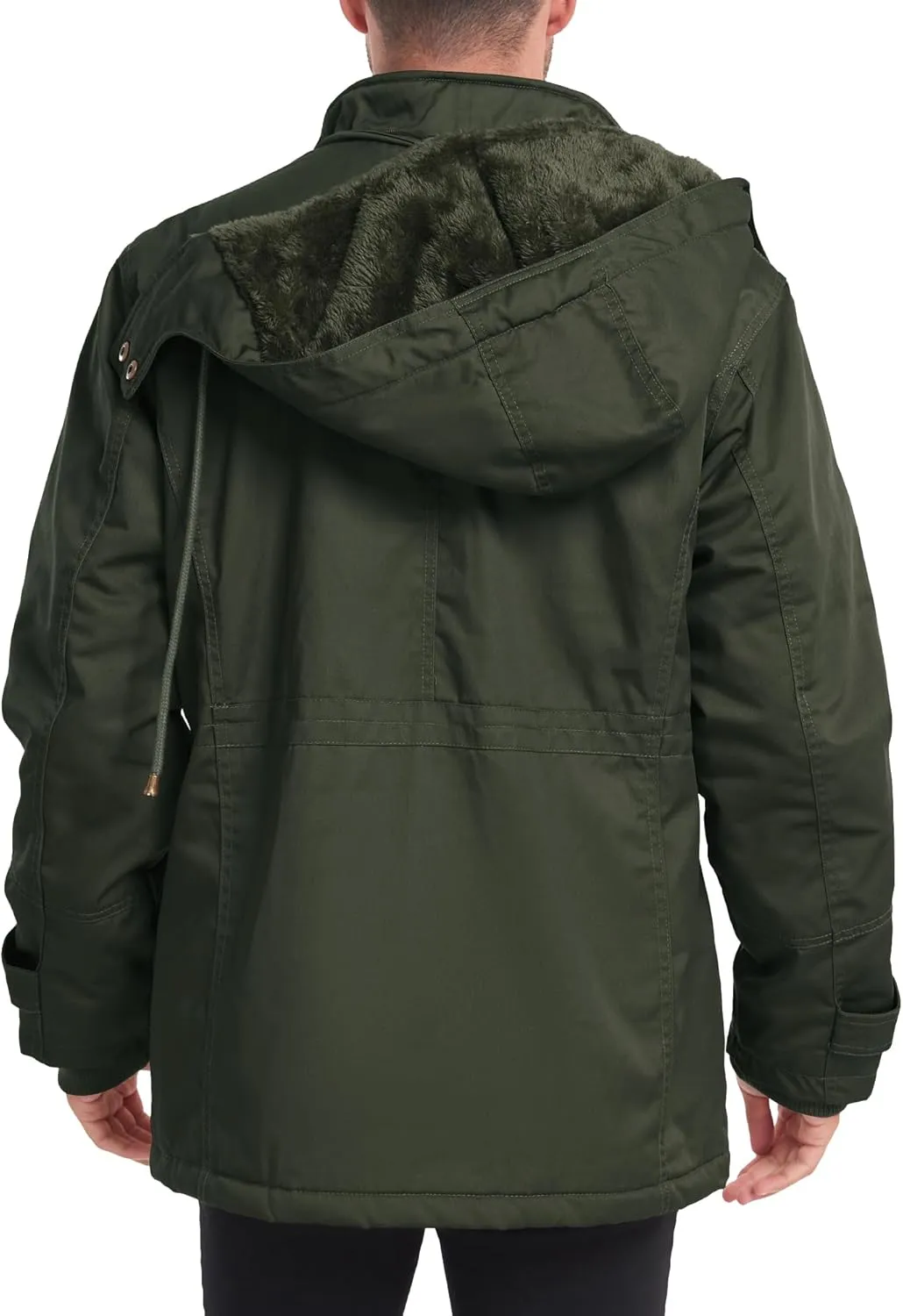 Men's Thick Winter Jackets Fleece Lined Thick Jackets Hood Work Jackets Coat Cotton Military with Cargo Pockets