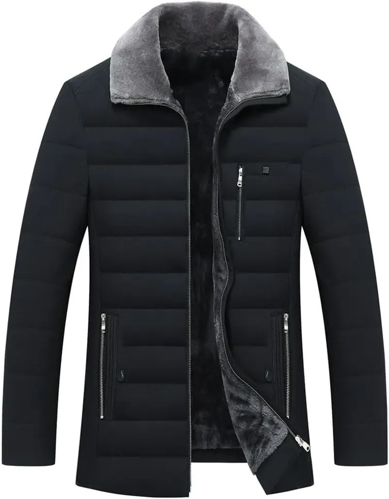 Men's Winter Cotton Padded Thick Warm Jackets Coats Fleece Parkas Windbreaker