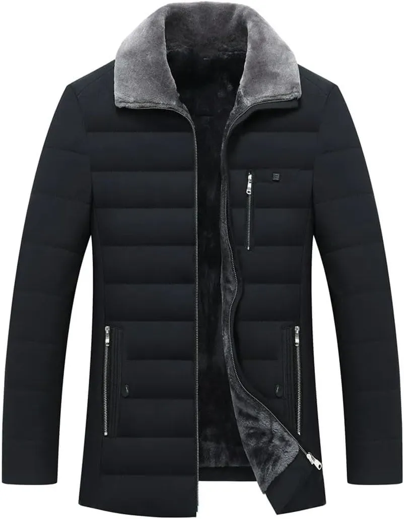 Men's Winter Cotton Padded Thick Warm Jackets Coats Fleece Parkas Windbreaker