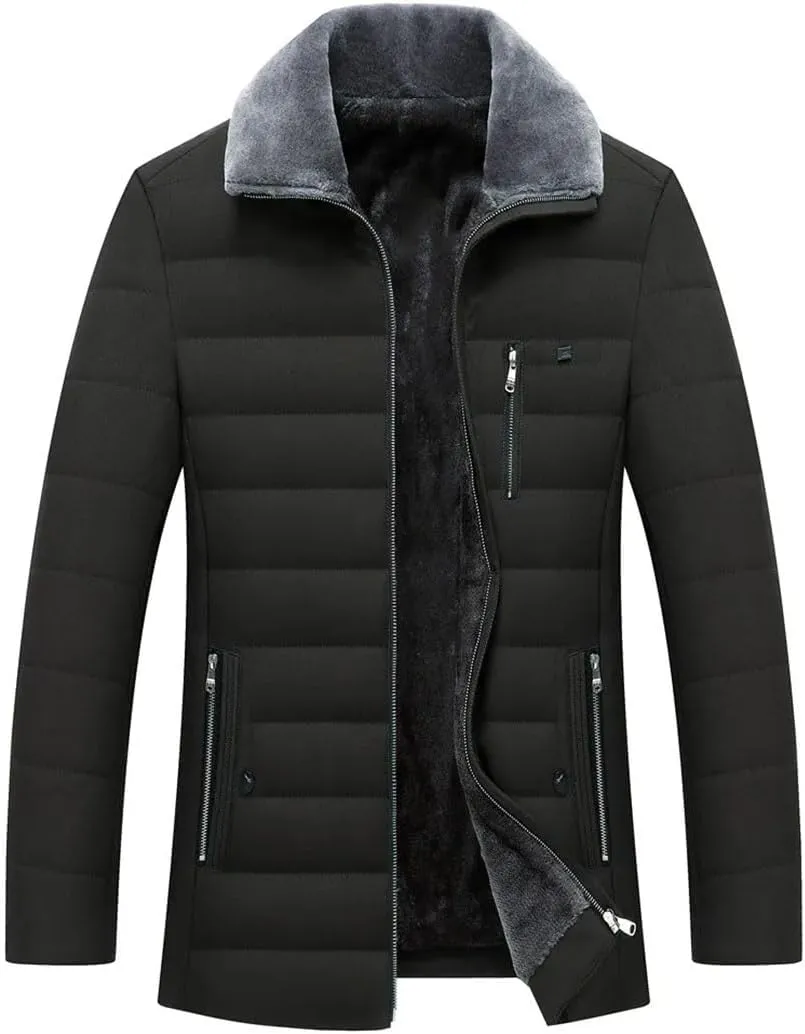 Men's Winter Cotton Padded Thick Warm Jackets Coats Fleece Parkas Windbreaker