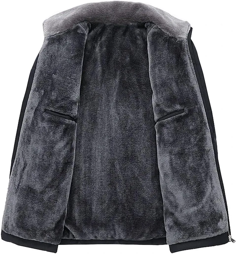 Men's Winter Cotton Padded Thick Warm Jackets Coats Fleece Parkas Windbreaker