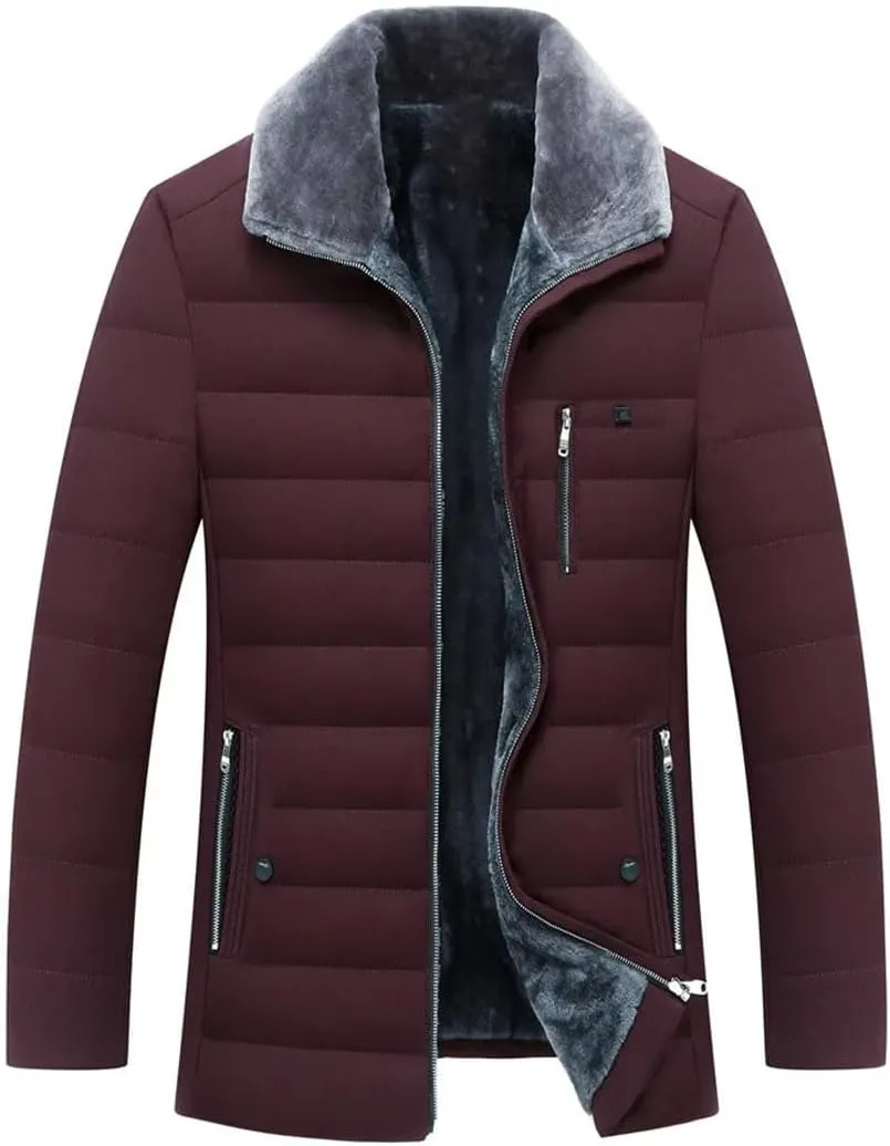 Men's Winter Cotton Padded Thick Warm Jackets Coats Fleece Parkas Windbreaker