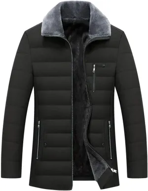 Men's Winter Cotton Padded Thick Warm Jackets Coats Fleece Parkas Windbreaker