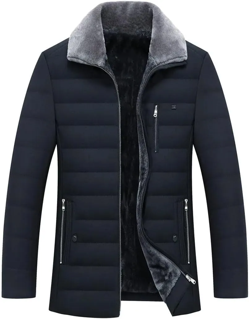 Men's Winter Cotton Padded Thick Warm Jackets Coats Fleece Parkas Windbreaker