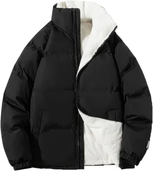 Men's Winter Jackets Loose Thick Warm Fleece Coats Cotton Padded Parkas Windproof Outwear