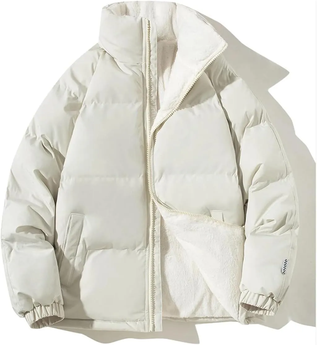 Men's Winter Jackets Loose Thick Warm Fleece Coats Cotton Padded Parkas Windproof Outwear