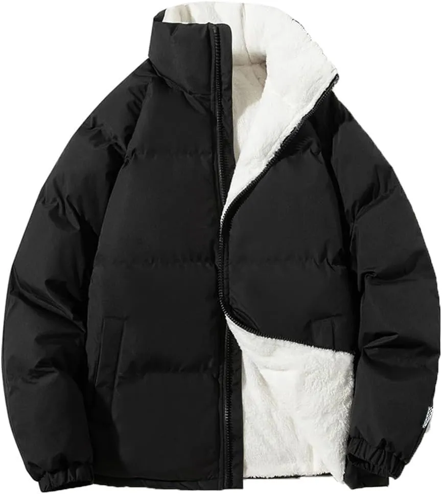 Men's Winter Jackets Loose Thick Warm Fleece Coats Cotton Padded Parkas Windproof Outwear