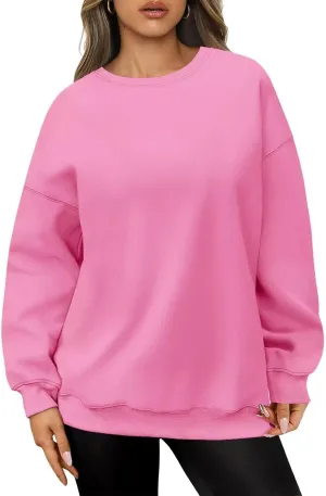 ORANDESIGNE Womens Oversized Letter Print Sweatshirt Fleece Graphic Crewneck Pullover Long Sleeve Casual Sweaters
