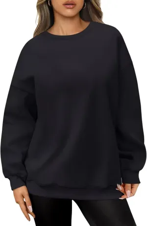 ORANDESIGNE Womens Oversized Letter Print Sweatshirt Fleece Graphic Crewneck Pullover Long Sleeve Casual Sweaters