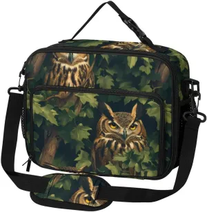 Owls in The Leaves Large Insulated Lunch Bag Reusable Lunch Cooler Bags Tote for Work Picnic Outdoor