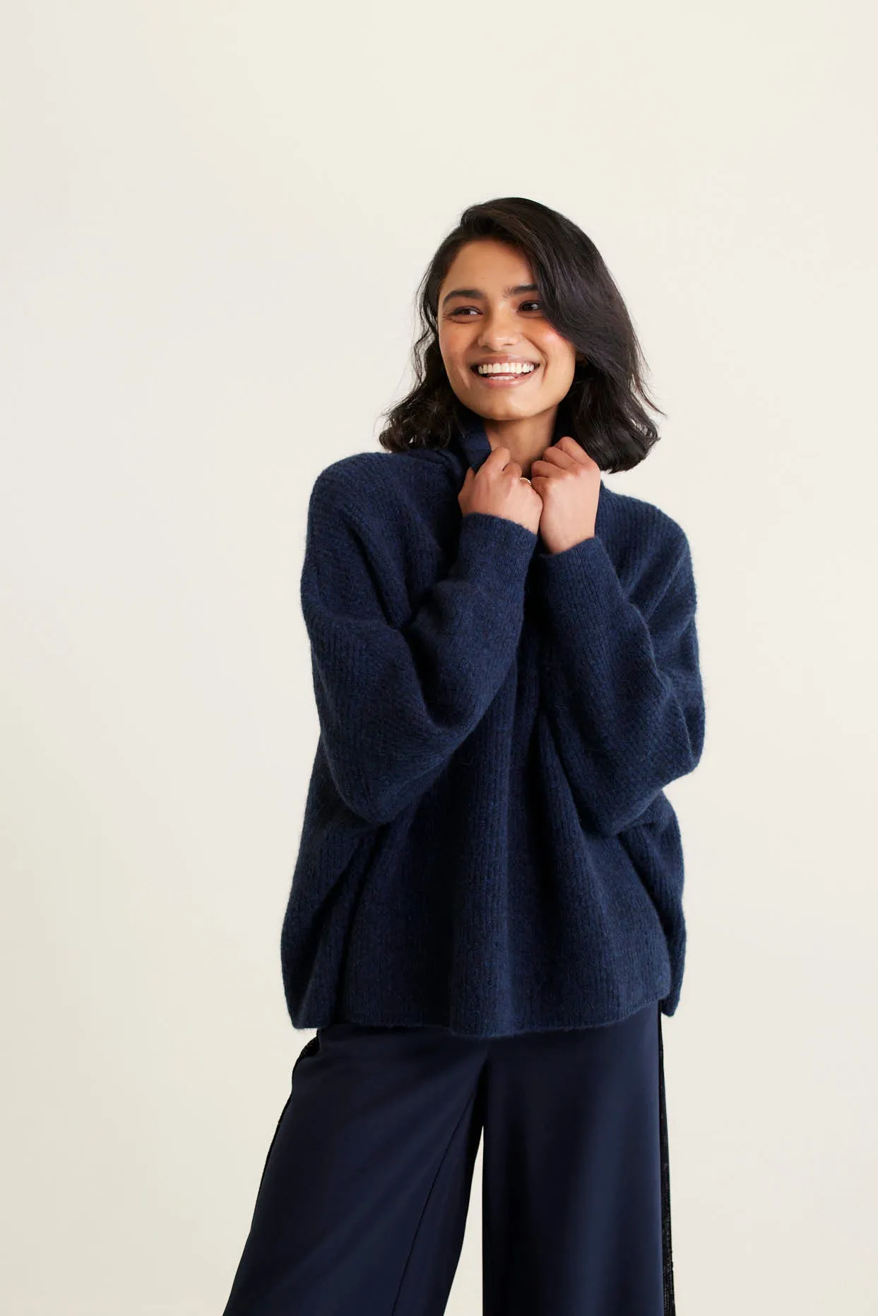 Pascale Alpaca Polo in Navy