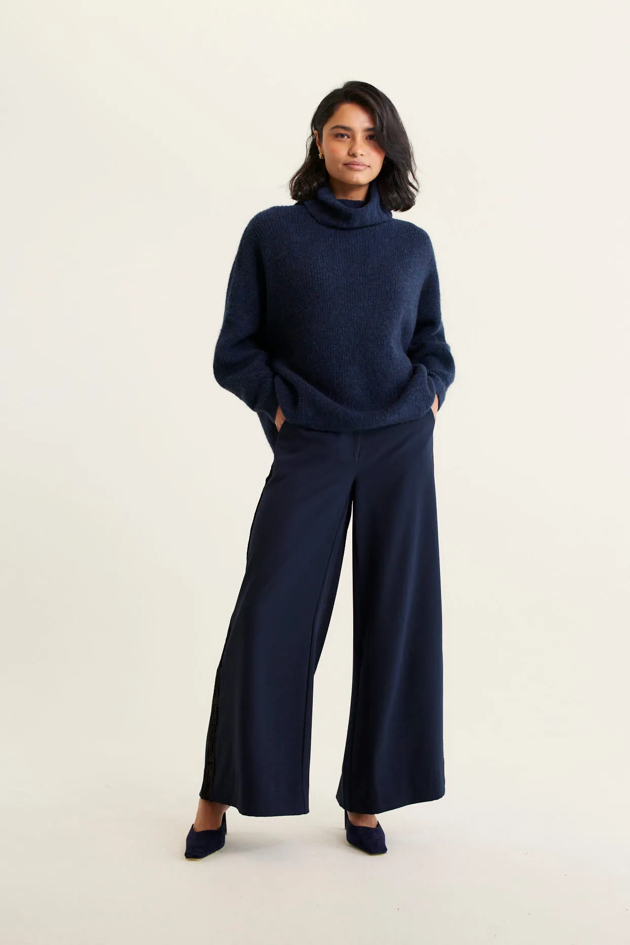 Pascale Alpaca Polo in Navy