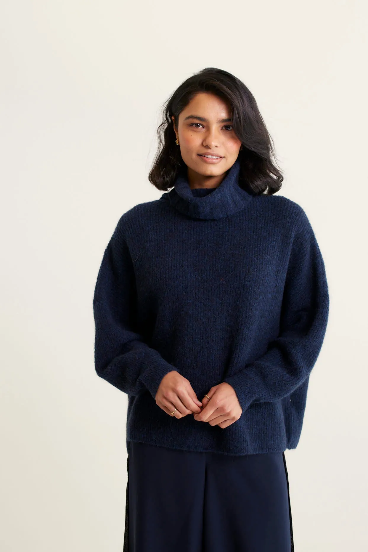 Pascale Alpaca Polo in Navy