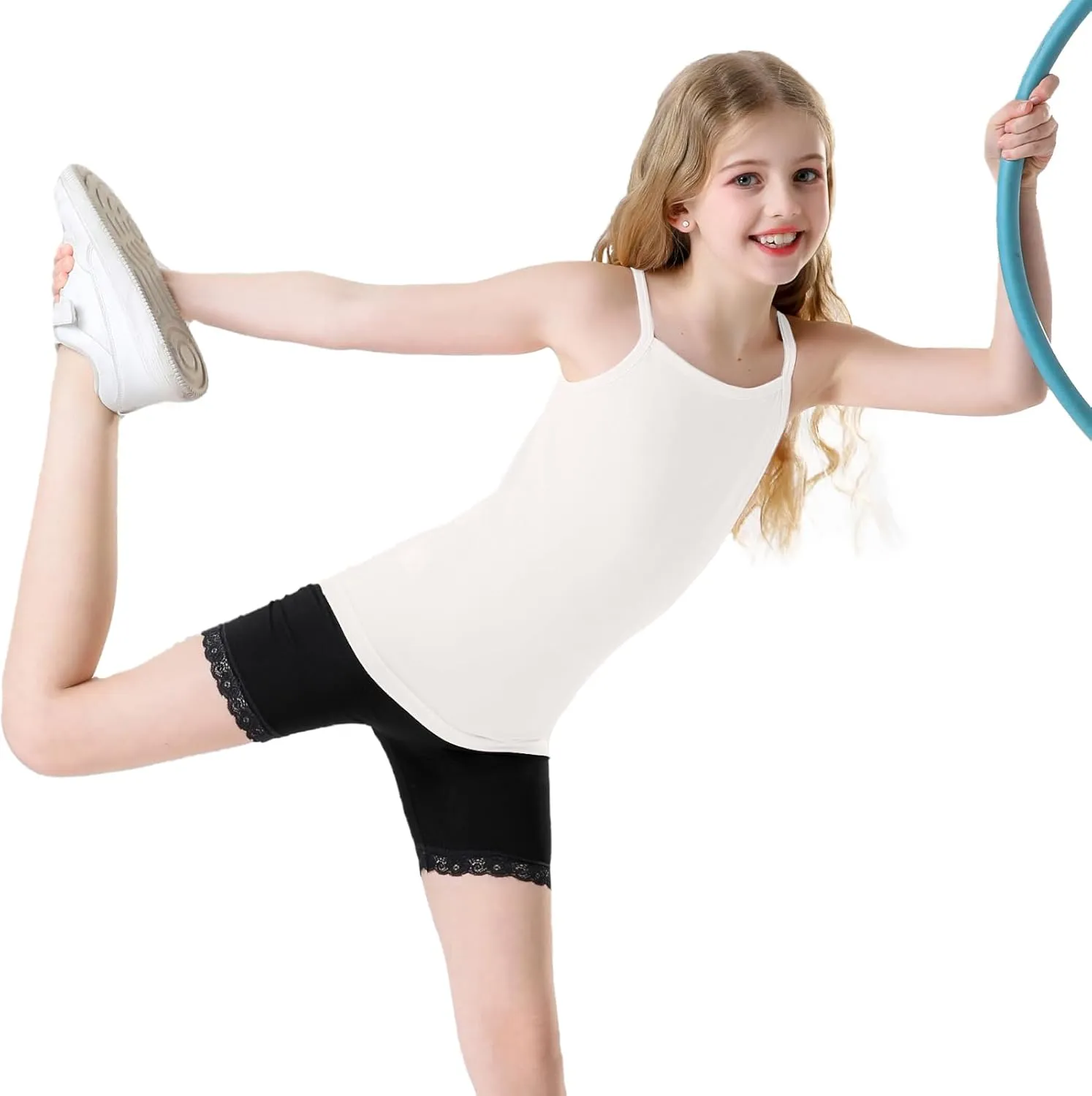 Phedrew 6-Pack Girls' Cotton Tank Tops Stretch Undershirts Soft Basic Camisole