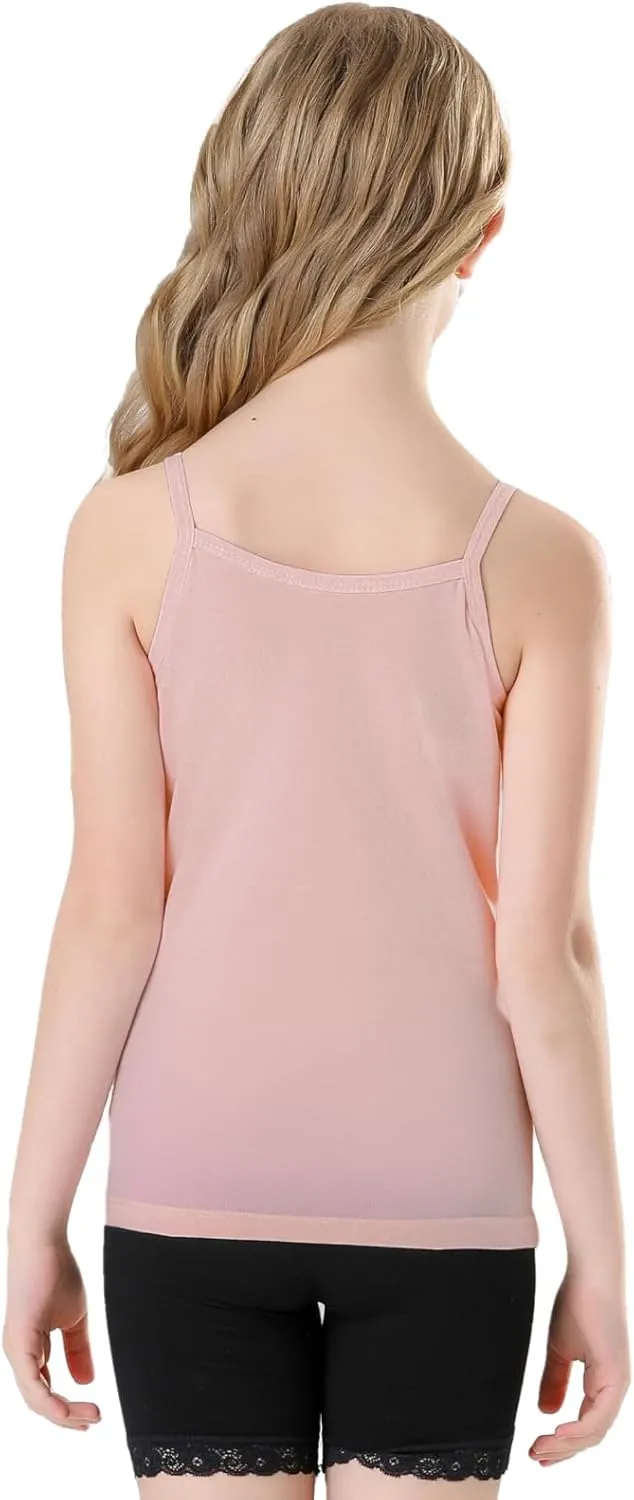 Phedrew 6-Pack Girls' Cotton Tank Tops Stretch Undershirts Soft Basic Camisole