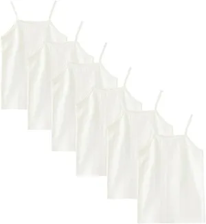 Phedrew 6-Pack Girls' Cotton Tank Tops Stretch Undershirts Soft Basic Camisole