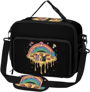 Pizza Planet Cat Mushroom Rainbow Large Insulated Lunch Bag Reusable Lunch Cooler Bags Tote for Work Picnic Outdoor