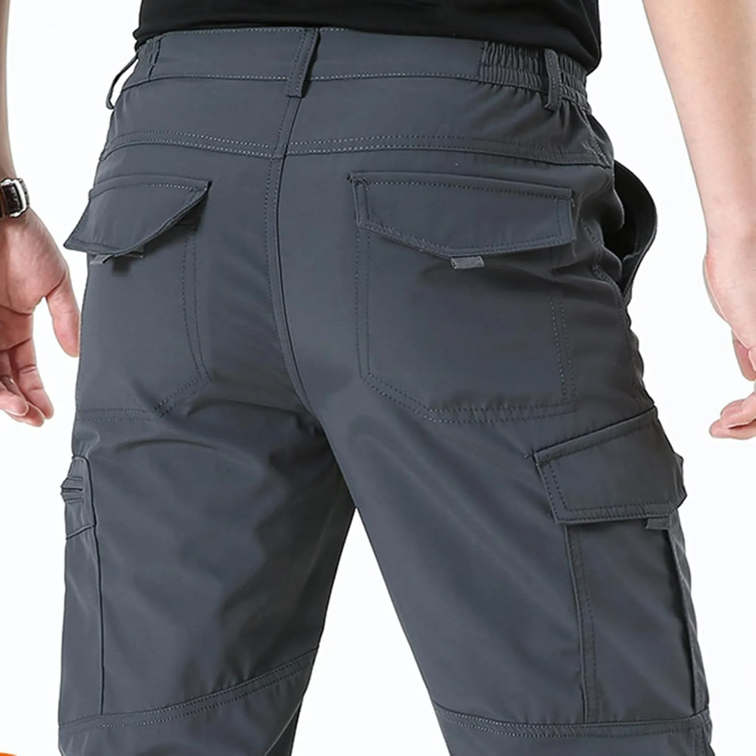Plus Size Cargo Trousers for Men Fashion Elastic Waist Work Pant with Pocket 2025 Lounge Slim Fit Straight Leg Slacks