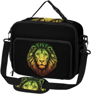 Rasta Lion Head Large Insulated Lunch Bag Reusable Lunch Cooler Bags Tote for Work Picnic Outdoor