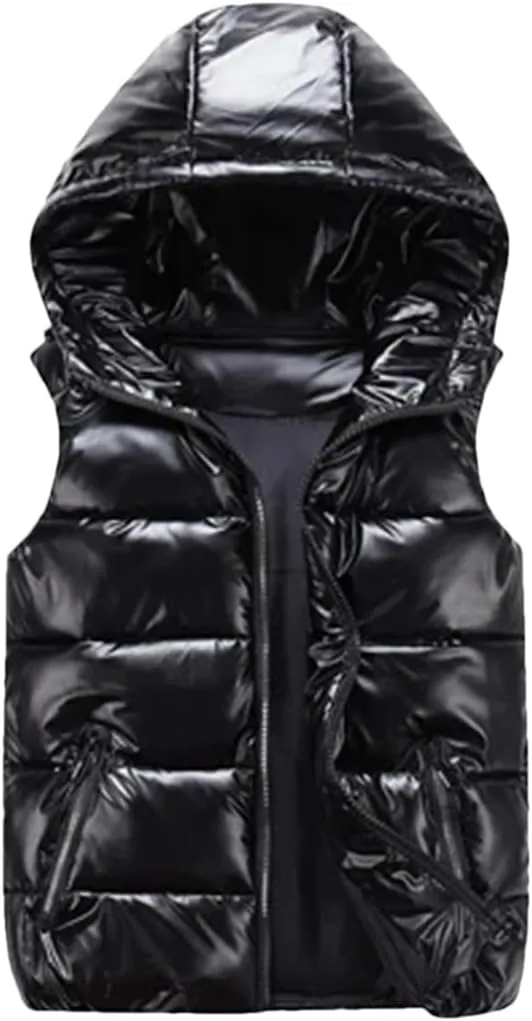 REHJJDFD Men's Sleeveless Jackets Vest Male Cotton-Padded Hooded Coats Casual Thick Waistcoats
