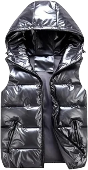 REHJJDFD Men's Sleeveless Jackets Vest Male Cotton-Padded Hooded Coats Casual Thick Waistcoats
