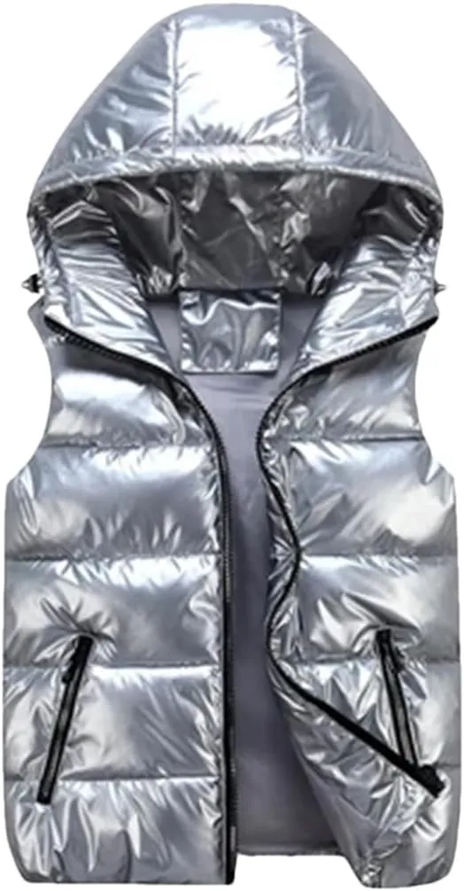 REHJJDFD Men's Sleeveless Jackets Vest Male Cotton-Padded Hooded Coats Casual Thick Waistcoats