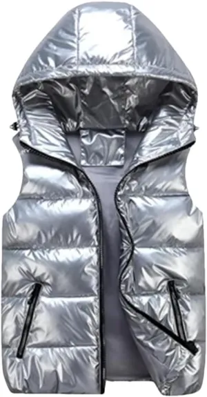 REHJJDFD Men's Sleeveless Jackets Vest Male Cotton-Padded Hooded Coats Casual Thick Waistcoats
